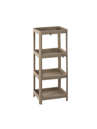Поличка в ванну кімнату 4-х ярусна Алеана прямокутна 36* 23*105 см. (какао)
