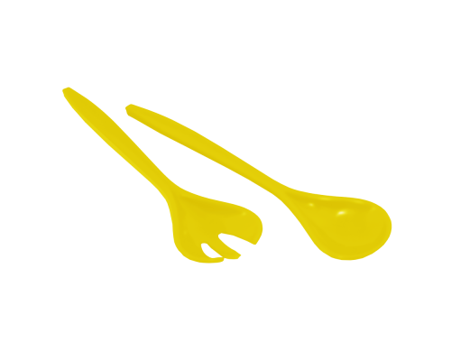 Набір ложка та виделка для салату (жовтий-прозорий)