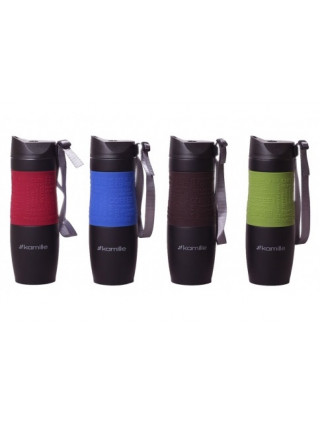 Чашка-термос 480 мл. Kamille з нержавіючої сталі (червона, синя, коричнева, зелена) 