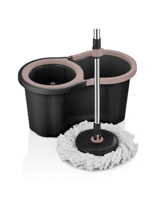 Набір для прибирання Lavine (відро кругле 16л + швабра з автоматичним віджимом 2 в 1), чорний