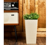 Вазон "Ротанг" квадратний 16*16*30 см. (крем) *4