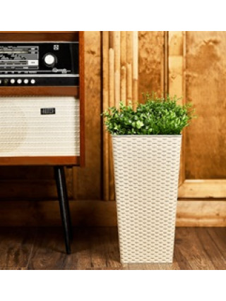Вазон "Ротанг" квадратний 27*27*51 см. (крем) *4
