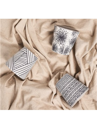 Вазон ЗІ ВСТАВКОЮ "Деко" 13*12,5 см. 1,1 л з декором (Етно: білий)