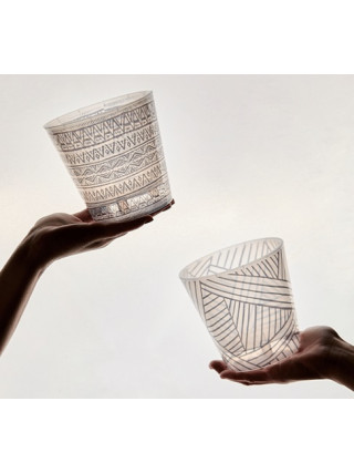 Вазон ЗІ ВСТАВКОЮ "Деко" 16*15,5 см. 1,8 л з декором (Етно: прозорий)