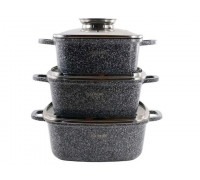 Набір каструль квадратних Zauberg МАРМУР 2,7/3,5/4,4 л алюм. антипригарне покриття, із скл. кр. 3 пр