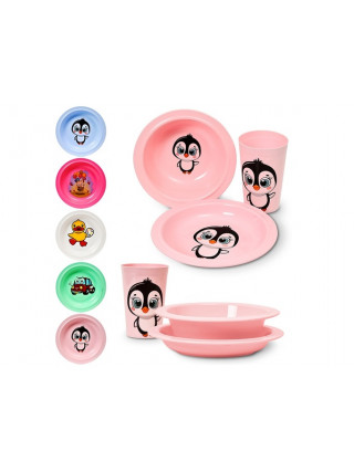 Набір дитячого посуду: тарілка кругла з декором+тарілка глибока з декором+стакан "Сонечко"