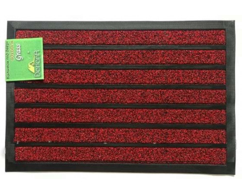 Килим гумовий Dariana Grass Stripe 45*75 см., з ворсовим покриттям (червоний)