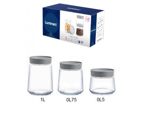 Набір банок скляних Luminarc Jar SWING (500 мл., 750 мл., 1000 мл.) 3 шт. 