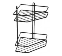 Поличка в ванну кімнату 2-х ярусна Україна КУТОВА (чорна) 20*20*33 см