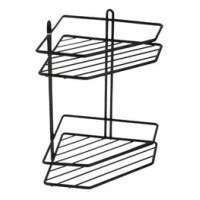 Поличка в ванну кімнату 2-х ярусна Україна КУТОВА (чорна) 20*20*33 см
