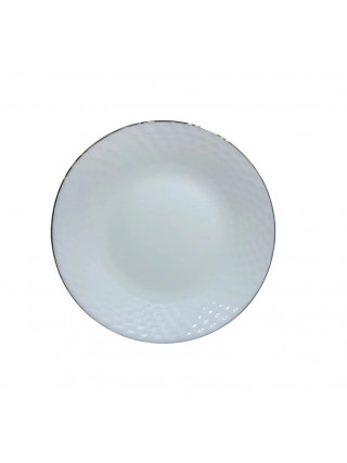 Тарілка десертна Helios 190 мм склокерамічна біла рифлена із золотом 