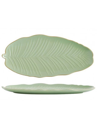 Блюдо овальне Limited Edition Leaf Green Gold 30x16.8 см