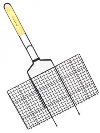 Решітка для грилю Скаут 45*25,5*2,0 см, з дерев'яною ручкою, антипригарне покриття