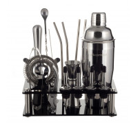 Набір для бару Kamille з нержавіючої сталі на підставці 17 предметів