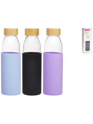 Пляшка скляна з бамбуковою кришкою Kamille 500 мл