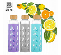 Пляшка скляна з бамбуковою кришкою Kamille 550 мл