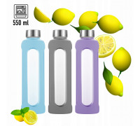 Пляшка скляна з бамбуковою кришкою Kamille 550 мл