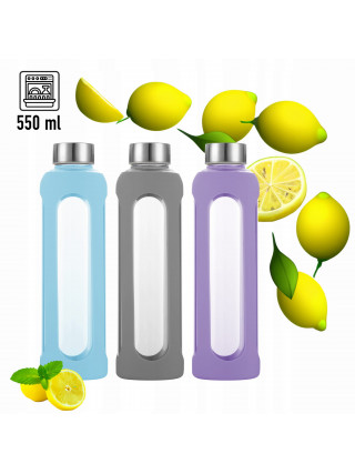 Пляшка скляна з бамбуковою кришкою Kamille 550 мл