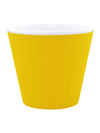 Вазон "Ібіс" з подвійним дном 13,0*11,2 см. (темно-жовтий-білий)