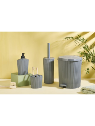 NOSTALGIA Набір для ванної 4 в 1 (йорж, відро для сміття 6л, дозатор та стакан для щіток)(Сірий)