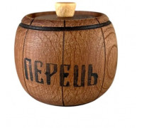 Бочечка МАЛА ТЕМНА дерев'яна Карпати для ПЕРЦЮ з кришкою