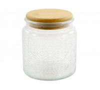 Ємність для сипучих продуктів скляна Interos Рельєф 500 мл з бамбук. кришкою 