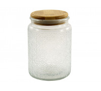 Ємність для сипучих продуктів скляна Interos Рельєф 700 мл з бамбук. кришкою 