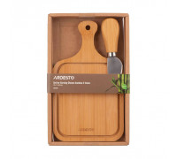 Набір для подачі сиру Ardesto Midori, 2 предмети, 19х11х0.8см, бамбук, нержавіюча сталь