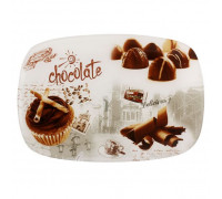Блюдо Interos Шоколад скляне прямокутне 34,5*23,5 см., з декором