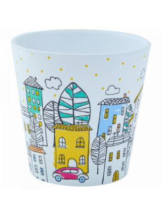 Вазон ЗІ ВСТАВКОЮ "Деко" 16*15,5 см. з декором (Сіті: білий)