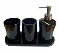 Набір аксесуарів для ванної кімнати Eco Fabric MOON (4 предмета), чорний 