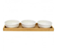 Набір соусників на підставці Ardesto Midori, 3шт., 160мл, порцеляна, бамбук