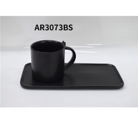 Набір чашка з блюдцем, 250мл, порцеляна, чорний