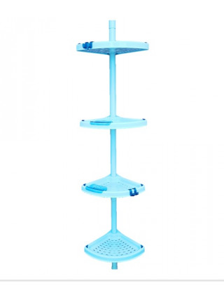 Поличка в ванну кімнату 4-х ярусна кутова Prima Nova тел.сталь трубка 25*25*130 см, блакитний