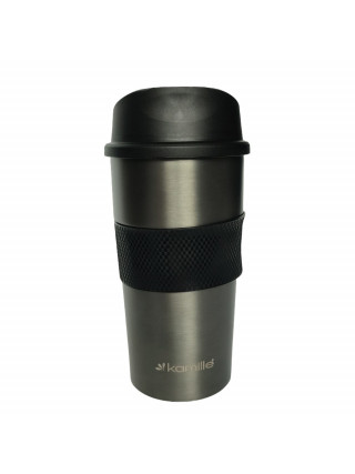 Чашка-термос 480 мл. Kamille із нержавіючої сталі з TPR вставкою (графіт)
