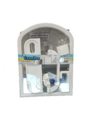 Набір для ванної кімнати Bogaji 41,2*54 см., дзеркало, поличка, мильниця, 2 гачка (білий) 