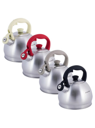 Чайник Kamille 2 л з нержавіючої сталі зі свистком i сірою бакелітовою ручкою 