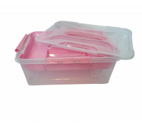 Контейнер 10 л., харчовий 37,2*27,3*13,8 см., з вкладишем (шкільна реформа А4) (прозоро-рожевий)