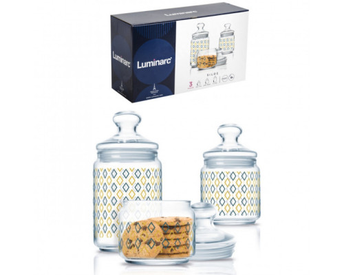 Набір банок скляних Luminarc Jar Club Kitchen Bliss Siloe 3 шт. (0,5 л., 0,75 л., 1 л.)