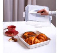 Тортівниця квадратна 30*30**9,5 см з кришкою на 4-х защіпках (біла тр./пр.)