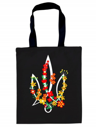 Сумка-шопер Квітучий тризуб  35*40 см габардин чорний