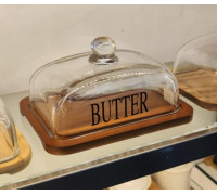 Маслянка Bamboo Butter 18*13*9.5 см боросилікатне скло, бамбук