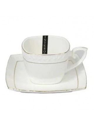 Чашка чайна 240 мл. Interos "Снігова королева" з блюдцем (квадратна)