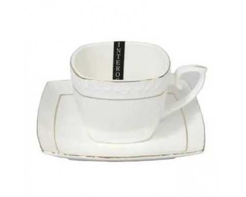 Чашка чайна 240 мл. Interos "Снігова королева" з блюдцем (квадратна)