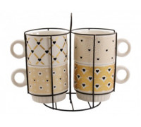 Набір чашок Interos WHITE MIX 250 мл на стійці  4 - пр. порцеляна