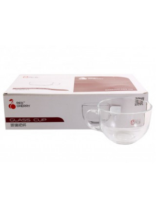 Набір кухлів скляних Red Cherry Glass 370  мл 6 шт 