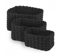 Набір кошиків плетених для зберігання Ardesto Prestigio (3.3/2.2/1.4л), 3 предмети, паперовий шпагат, чорний