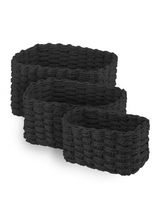 Набір кошиків плетених для зберігання Ardesto Prestigio (3.3/2.2/1.4л), 3 предмети, паперовий шпагат, чорний