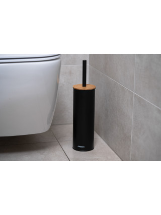 Набір щітка для унітазу з підставкою Ardesto Minimalism 9.5x27.5/38см, метал, поліпропілен, бамбук, чорний