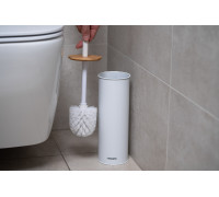 Набір щітка для унітазу з підставкою Ardesto Minimalism 9.5x27.5/38см, метал, поліпропілен, бамбук, білий